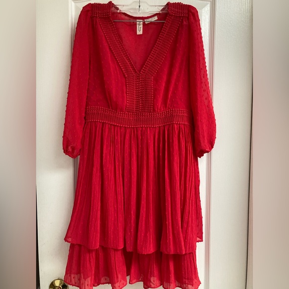Anthropologie Meadow Rue Minetta tiered dress - size US 0P red colour - Picture 5 of 10